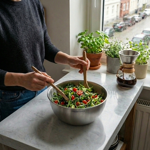 Greentainer stainless steel mixing bowls nested for compact storage