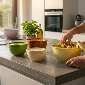 Greentainer 5-piece mixing bowls with lids in assorted colours