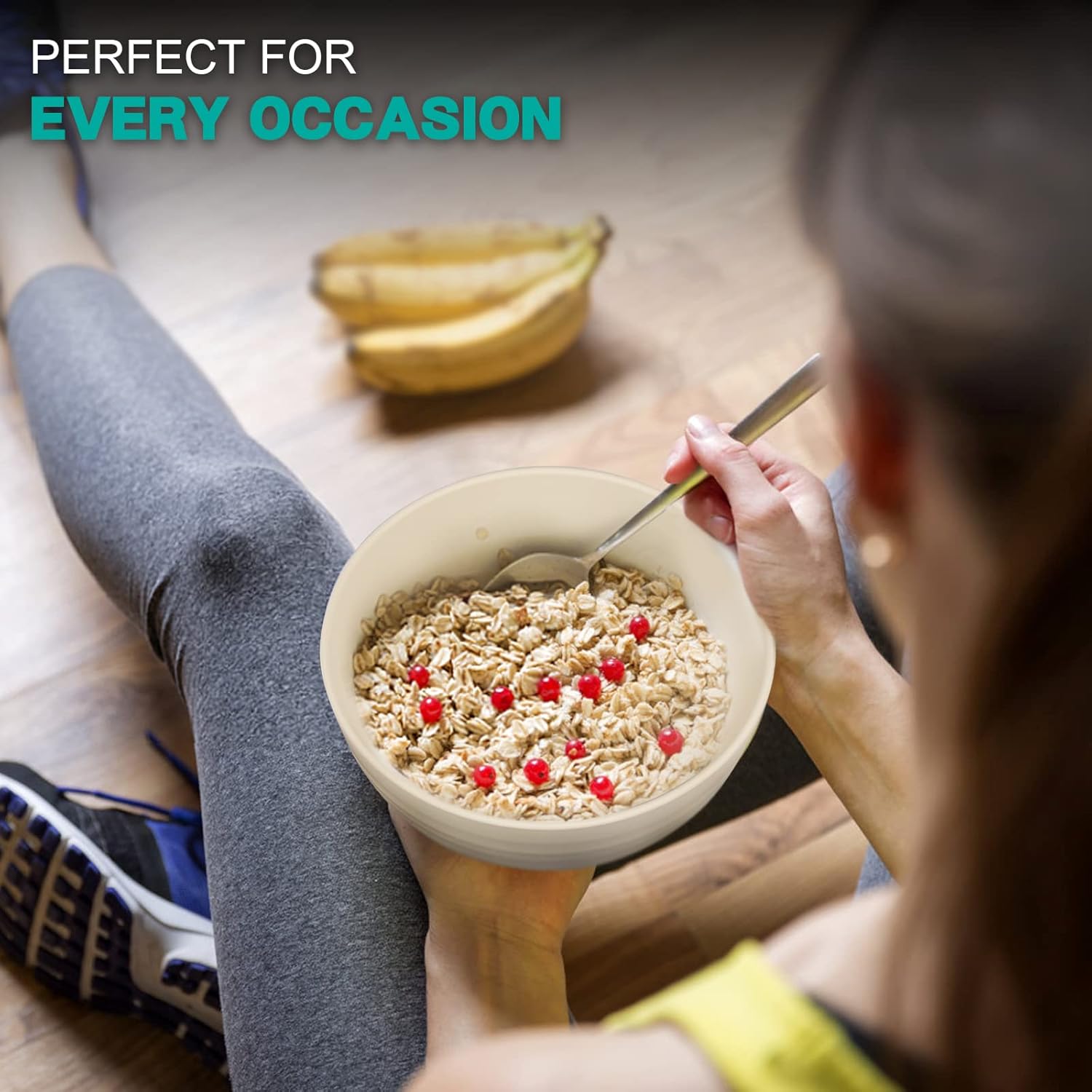 Unbreakable Large Cereal Bowls - 24 OZ Plastic Lightweight Bowl Sets 4 - Dishwasher & Microwave Safe - for Cereal, Salad,Soup, Noodle, 4 Pieces (Medium)