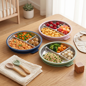 Greentainer 3-compartment kids plates for meals and snacks