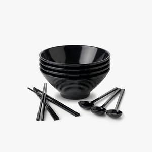 Greentainer melamine ramen noodle bowls set with chopsticks and spoons