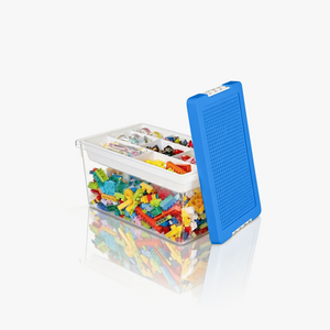 Greentainer stackable toy storage bin with lid in blue