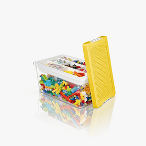Greentainer stackable toy storage bin with lid in yellow