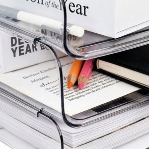 Greentainer stackable desk file trays in transparent and white options