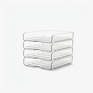 Greentainer stackable A4 desk file trays, 4-tier in clear