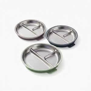 Greentainer 3-pack divided kids plates for home mealtime use in mixed colours