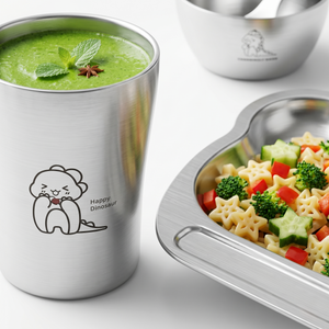 Greentainer stainless steel kids bowl and cup with cartoon print