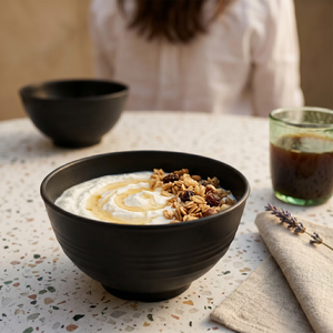 Greentainer lightweight black cereal bowls with lids for everyday use