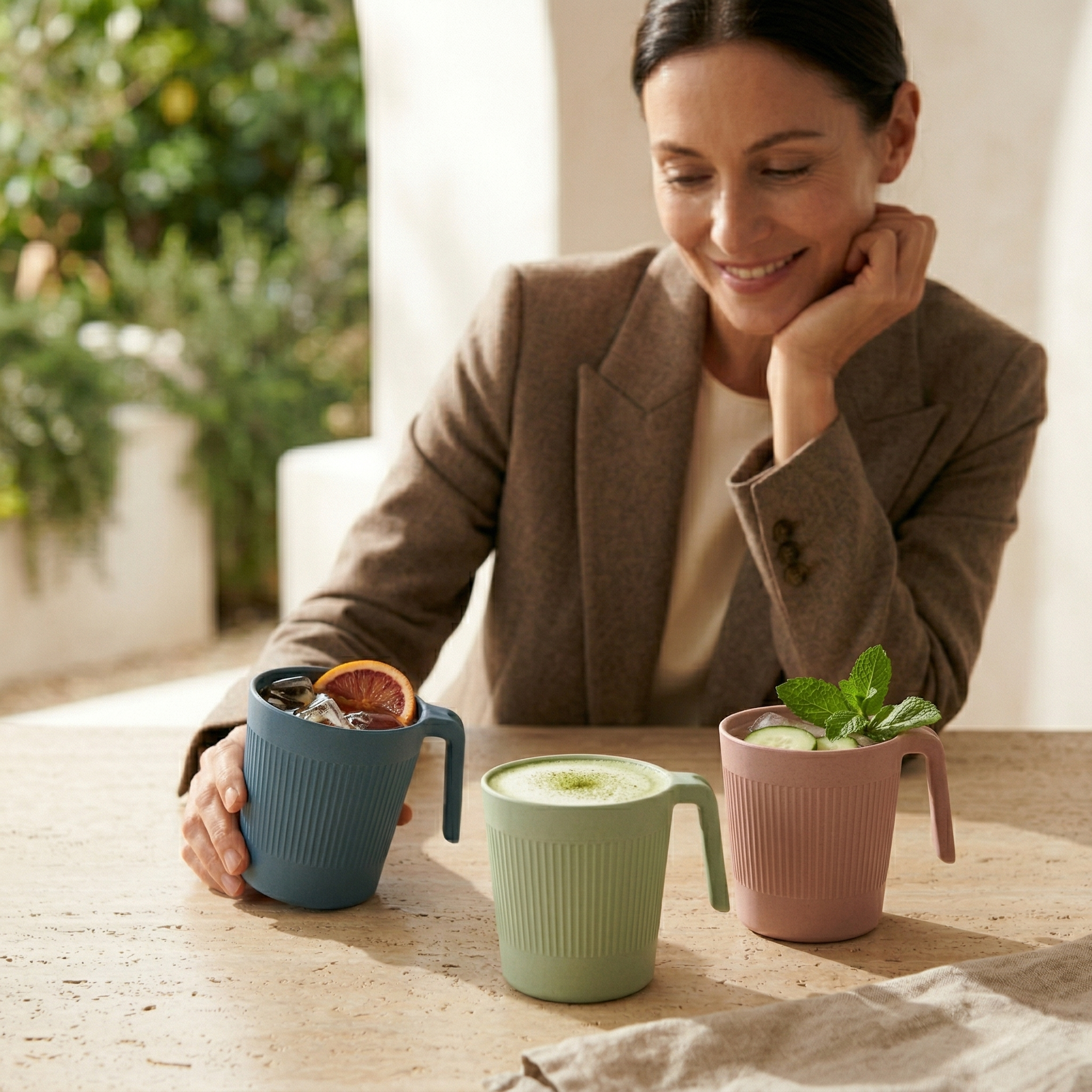 Greentainer 450ml coffee mug set with handles for everyday coffee and tea