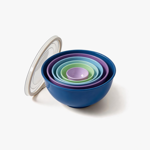 Greentainer 6-piece nesting mixing bowls with lids in dark blue