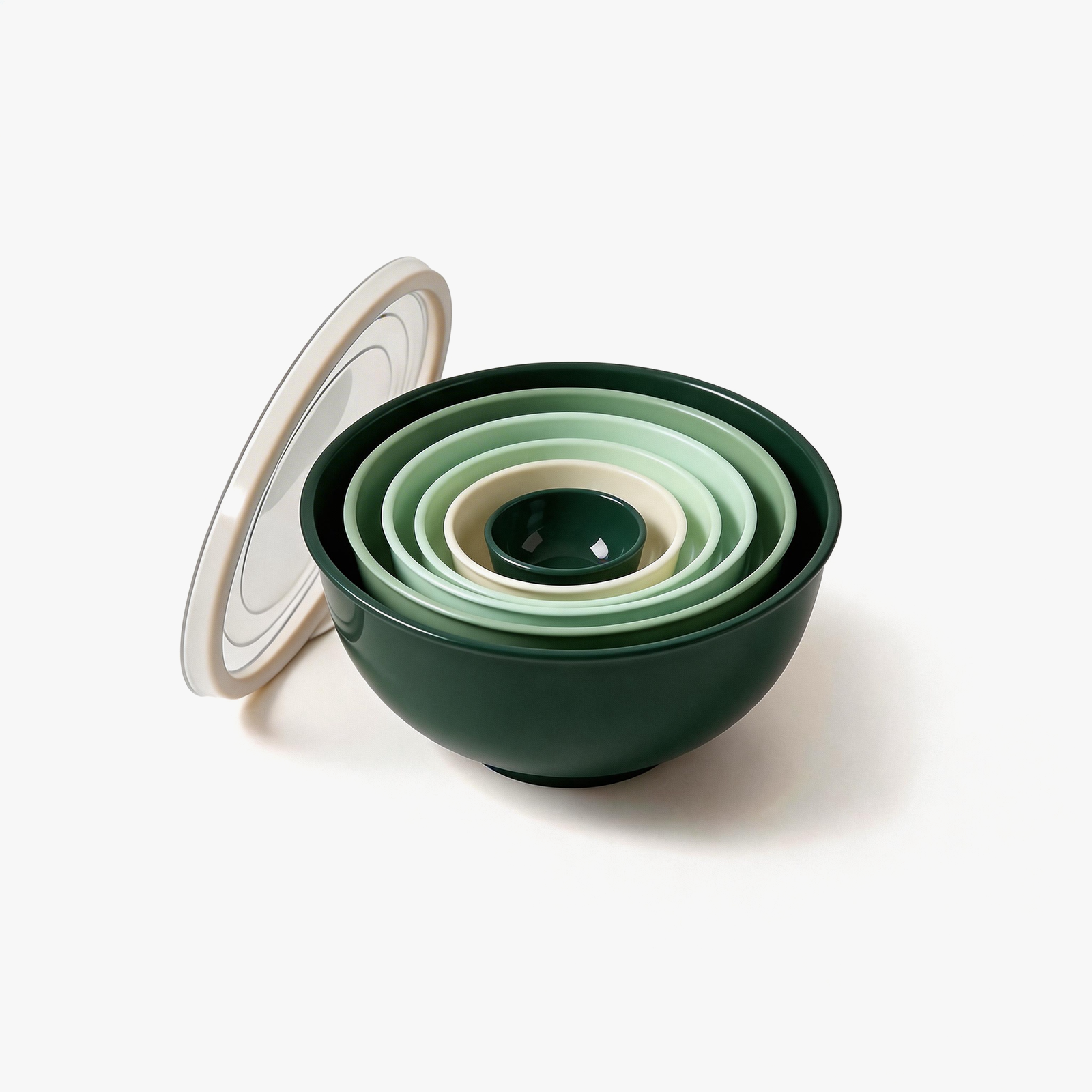 Greentainer 6-piece nesting mixing bowls with lids in dark green
