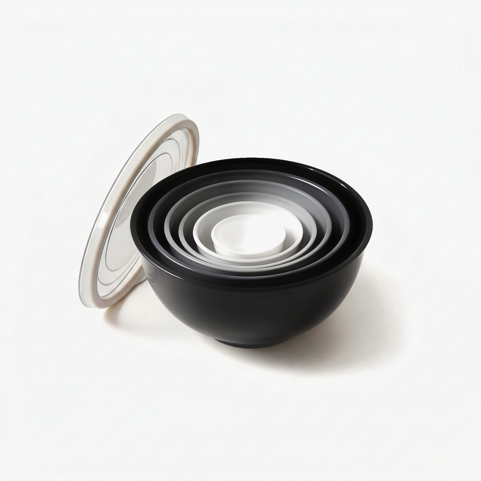 Greentainer 6-piece nesting plastic mixing bowls with lids in grey