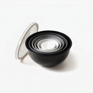 Greentainer 6-piece nesting plastic mixing bowls with lids in grey