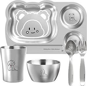 Cartoon Stainless Steel Plate Bowl Cup Set