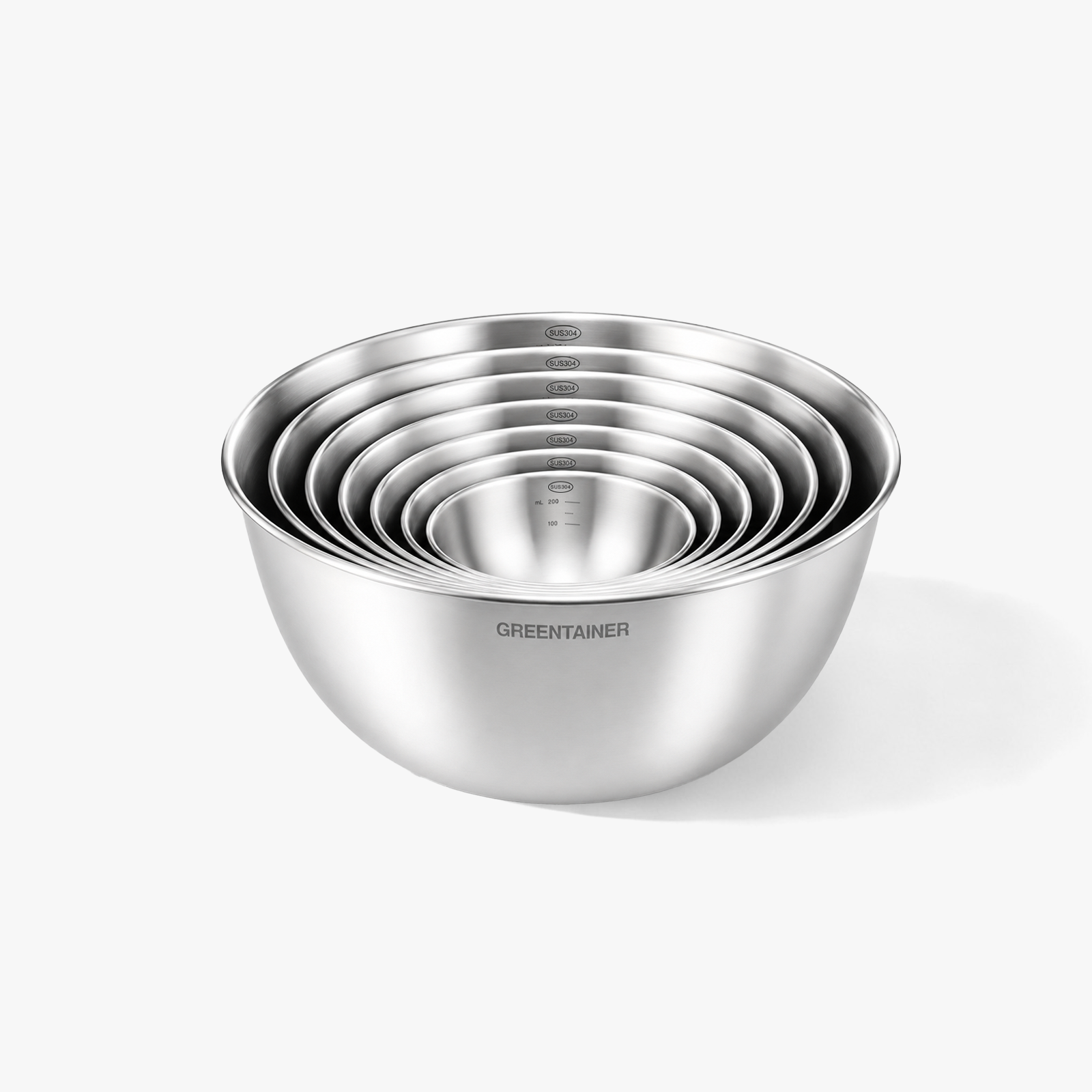 Greentainer 304 stainless steel nesting mixing bowls, 7-piece set