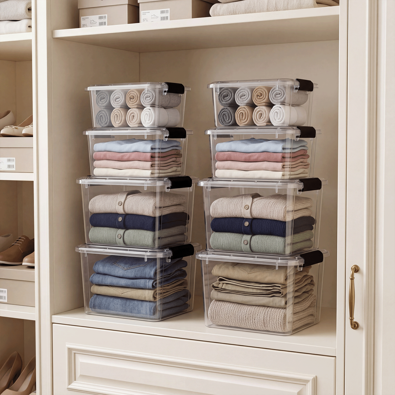 Greentainer 8-piece stackable plastic storage box set