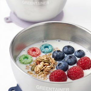 Greentainer children's stainless steel dinner plates with silicone base