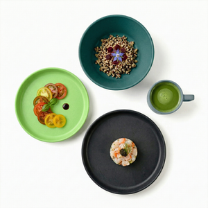 Greentainer 12-piece PP dinnerware set in dark green