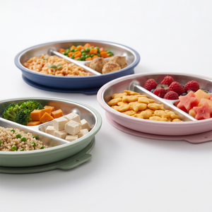 Greentainer 3-compartment stainless steel kids plates