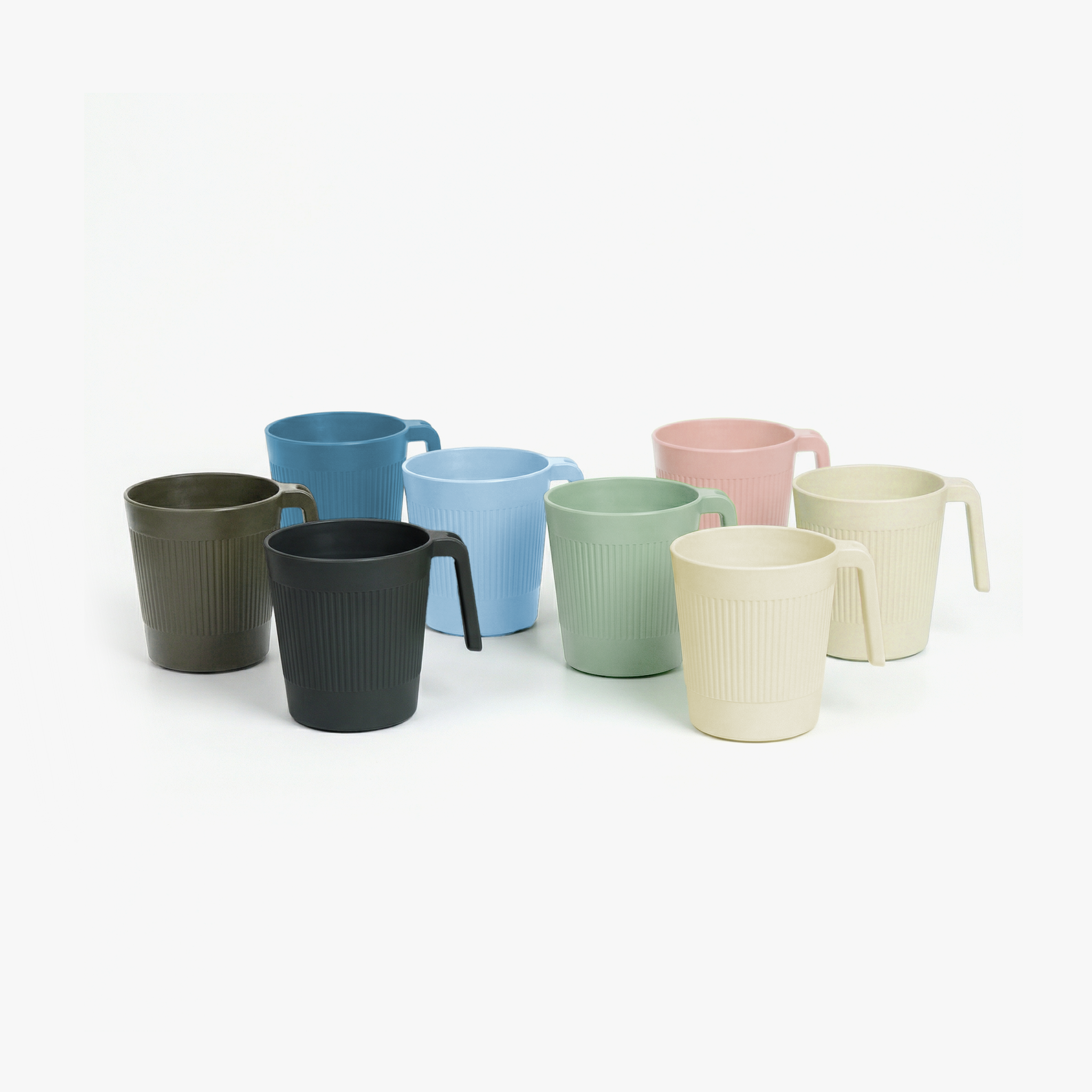 Greentainer 450ml plastic coffee mugs with handles, set of 8, in blush and light