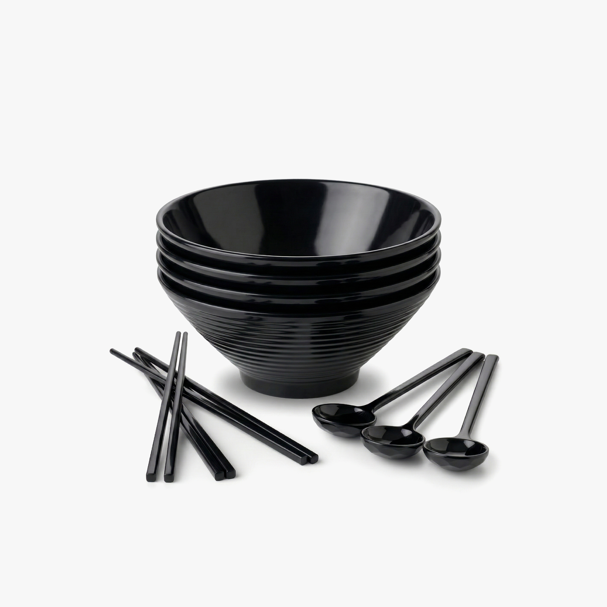 Greentainer melamine ramen noodle bowls set with chopsticks and spoons