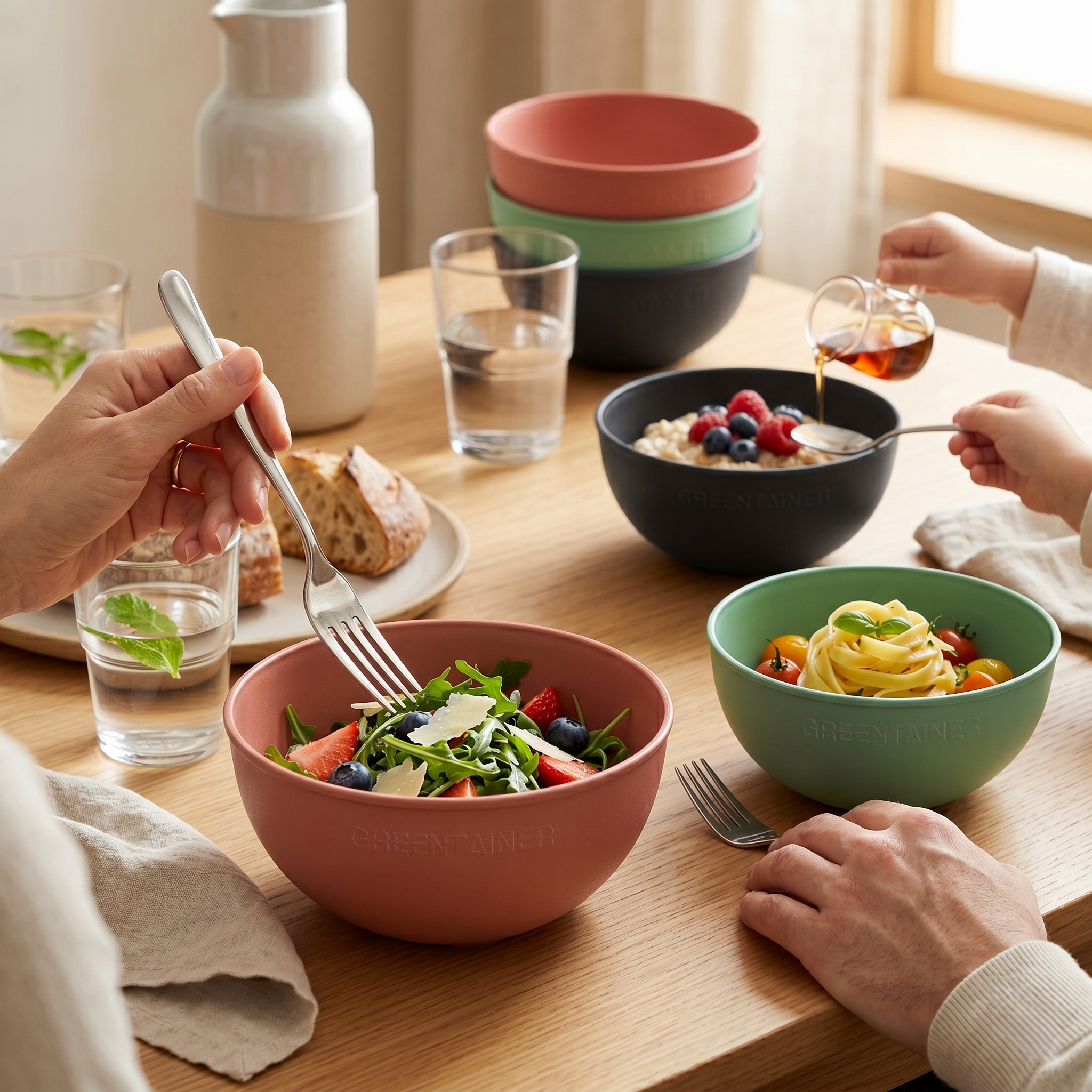 Greentainer lightweight unbreakable tableware set overview
