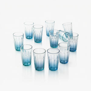 Greentainer plastic drinking water glasses set, 12-piece in blue