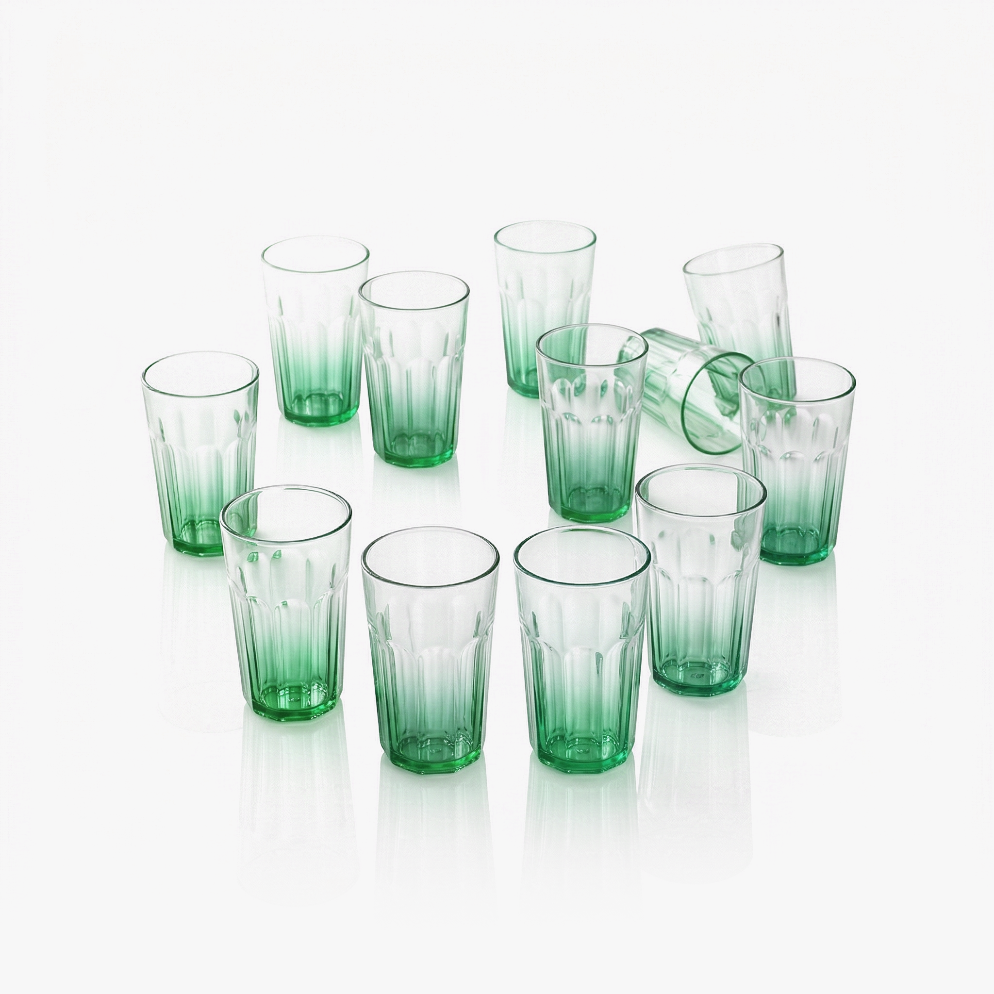 Greentainer plastic drinking water glasses set, 12-piece in green