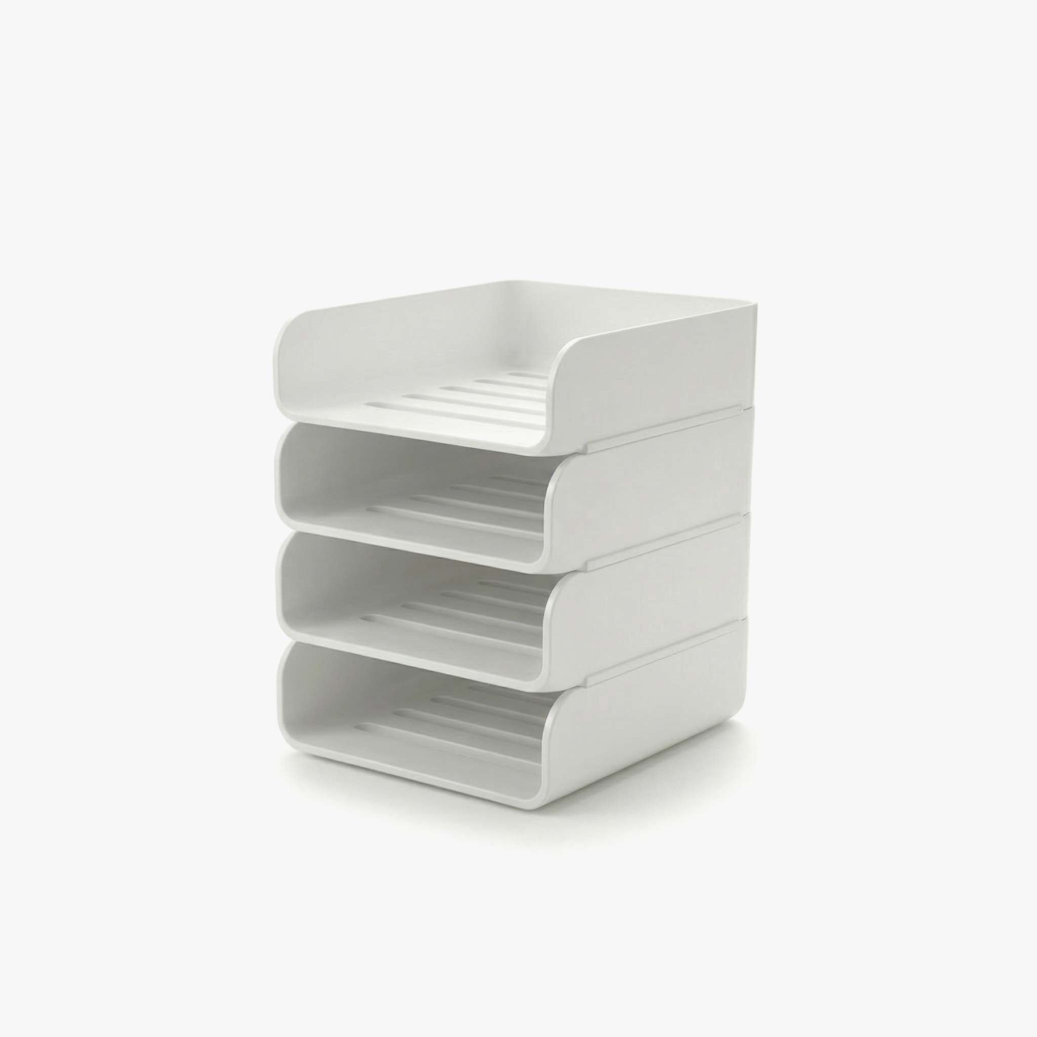 Greentainer stackable A4 desk file trays, 4-tier in white
