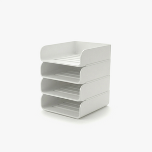 Greentainer stackable A4 desk file trays, 4-tier in white
