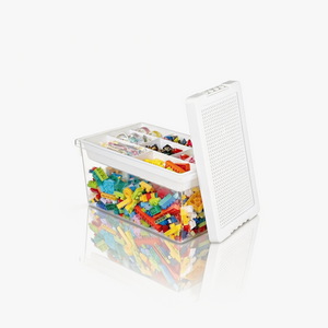 Greentainer stackable toy storage bin with lid, white