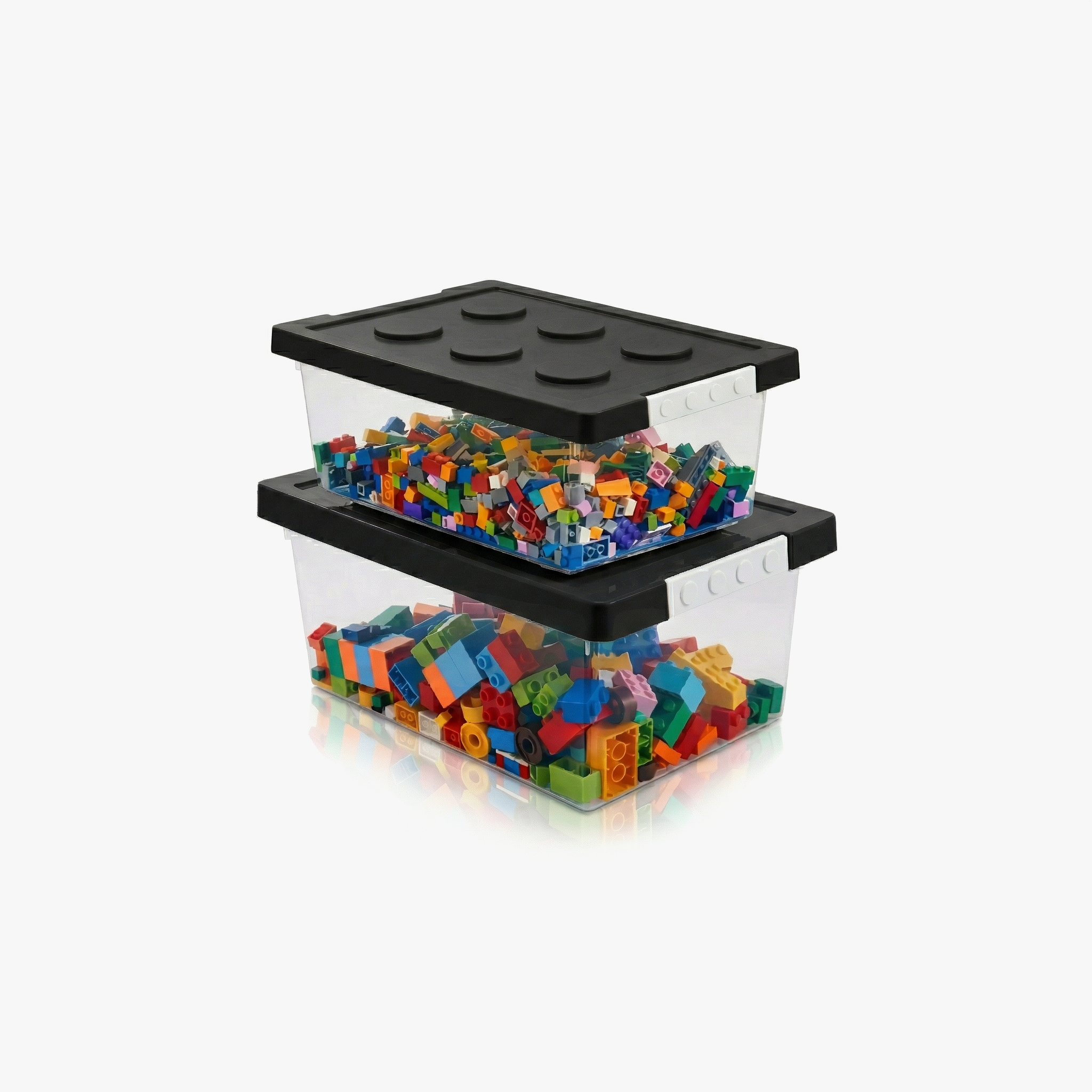 Greentainer stackable storage bins with baseplate lids, set of 2 in yellow and black