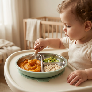 Greentainer stainless steel kids tableware set with silicone edge