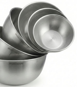 Greentainer nesting stainless steel prep bowls, space-saving stackable set