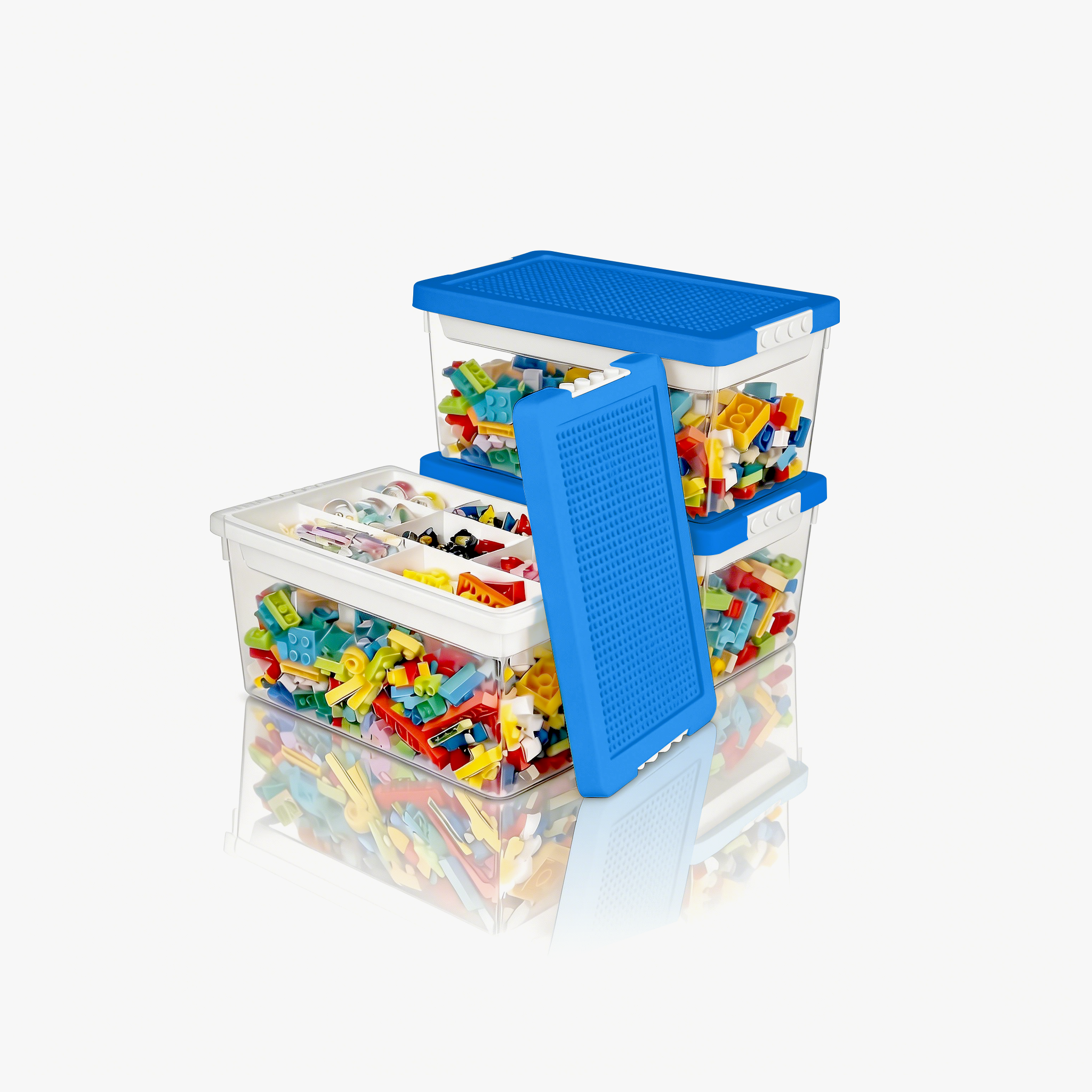 Greentainer plastic toy storage container with lid and inner tray