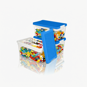 Greentainer plastic toy storage container with lid and inner tray