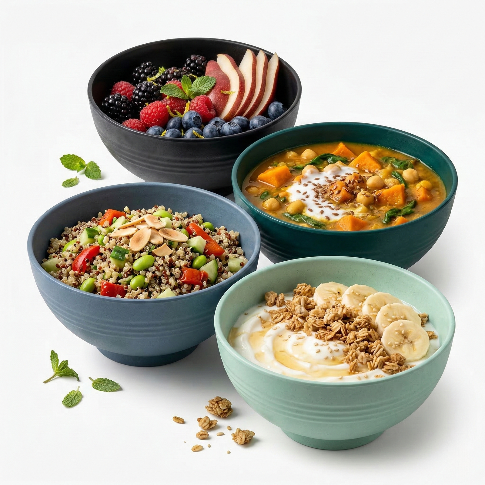 Stackable plastic bowls for home kitchen and daily dining
