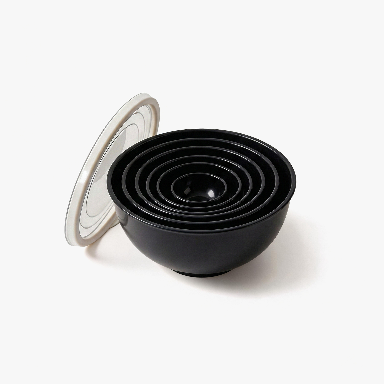 Greentainer 6-piece nesting plastic mixing bowls with lids in black