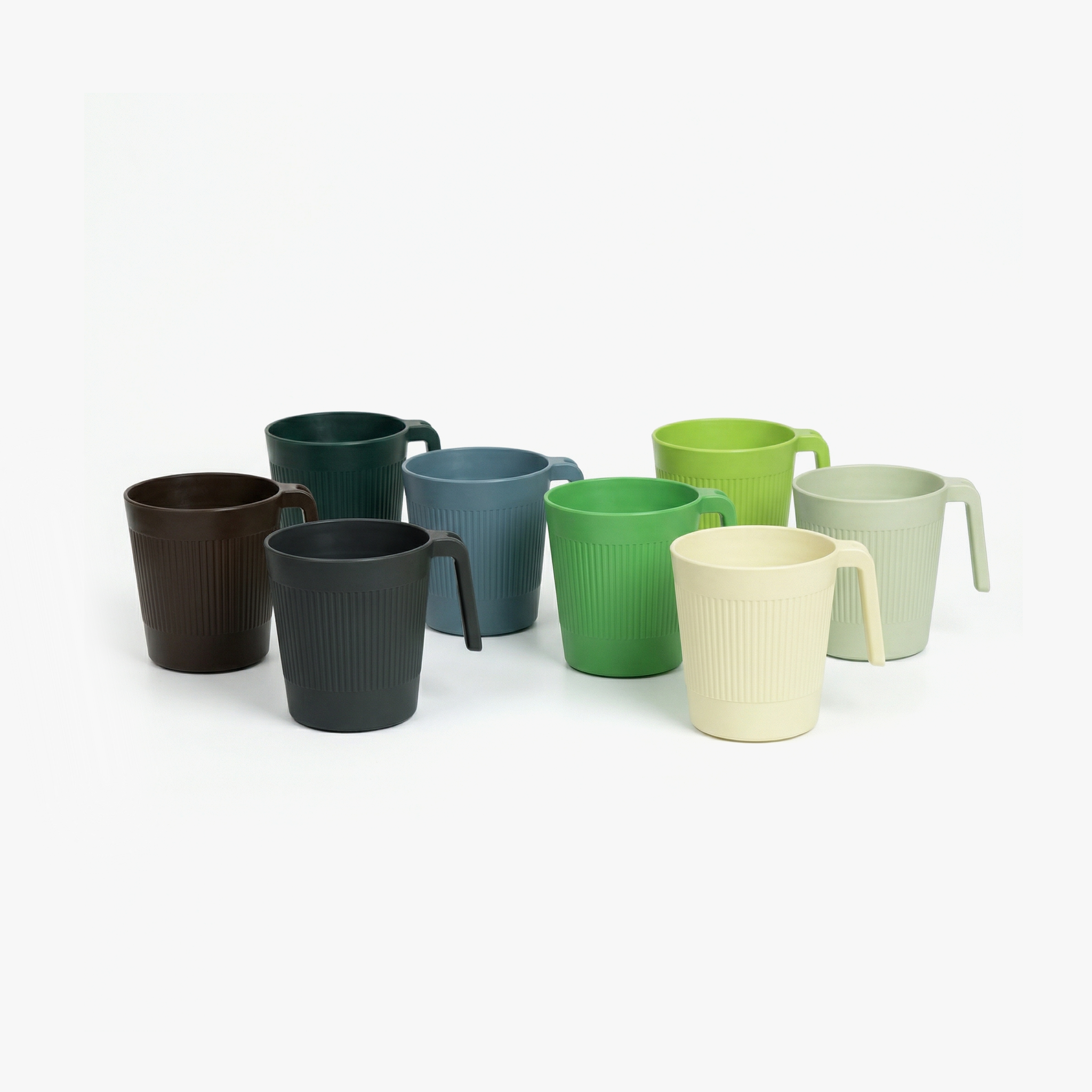 Greentainer 450ml plastic coffee mugs with handles, complete set of 8