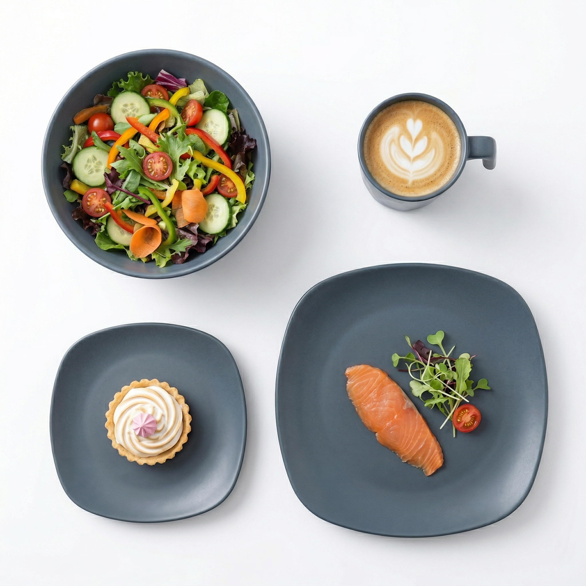 Greentainer matching tableware set with plates and bowls