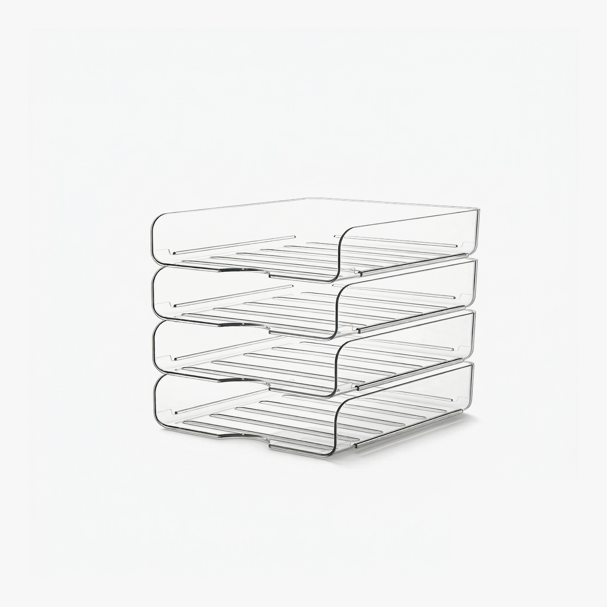Greentainer stackable A4 desk file trays, 4-tier in clear