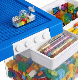 Greentainer stackable toy storage bins with lids in yellow