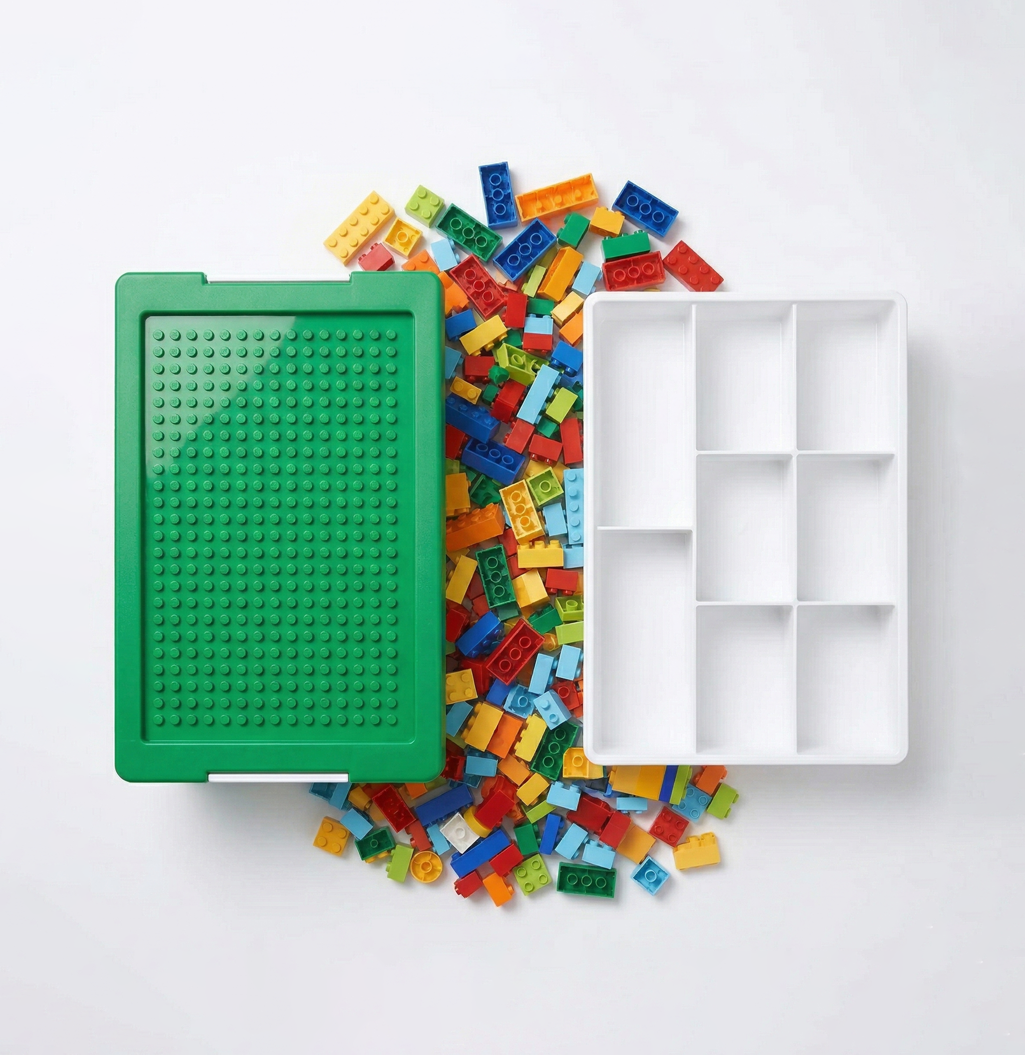 Greentainer stackable toy storage bins with lids in light green