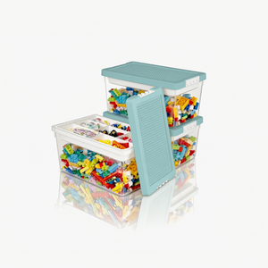 Greentainer toy organiser bin for bricks and craft items, light green 3-piece